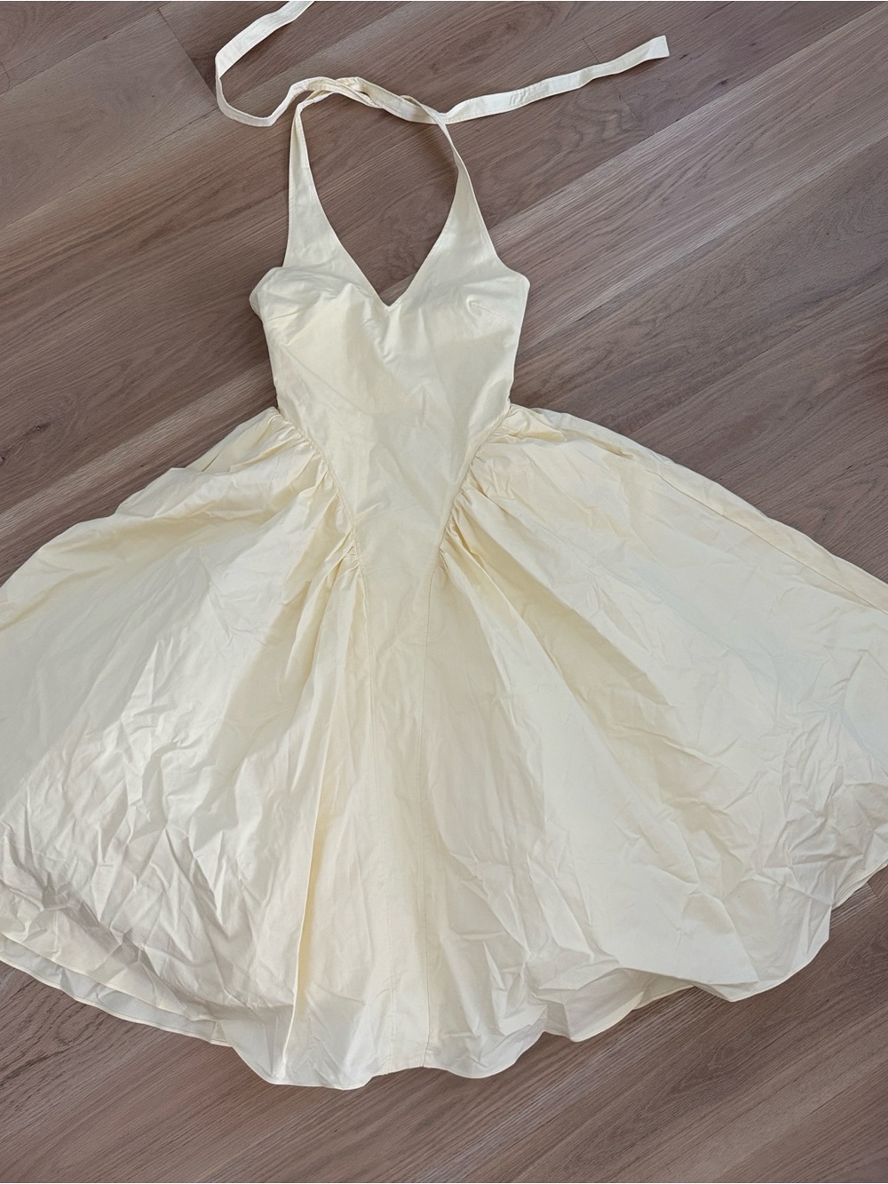 NWT House of CB Marilyn Lemon Icing Halter Swing Midi Dress Size Medium